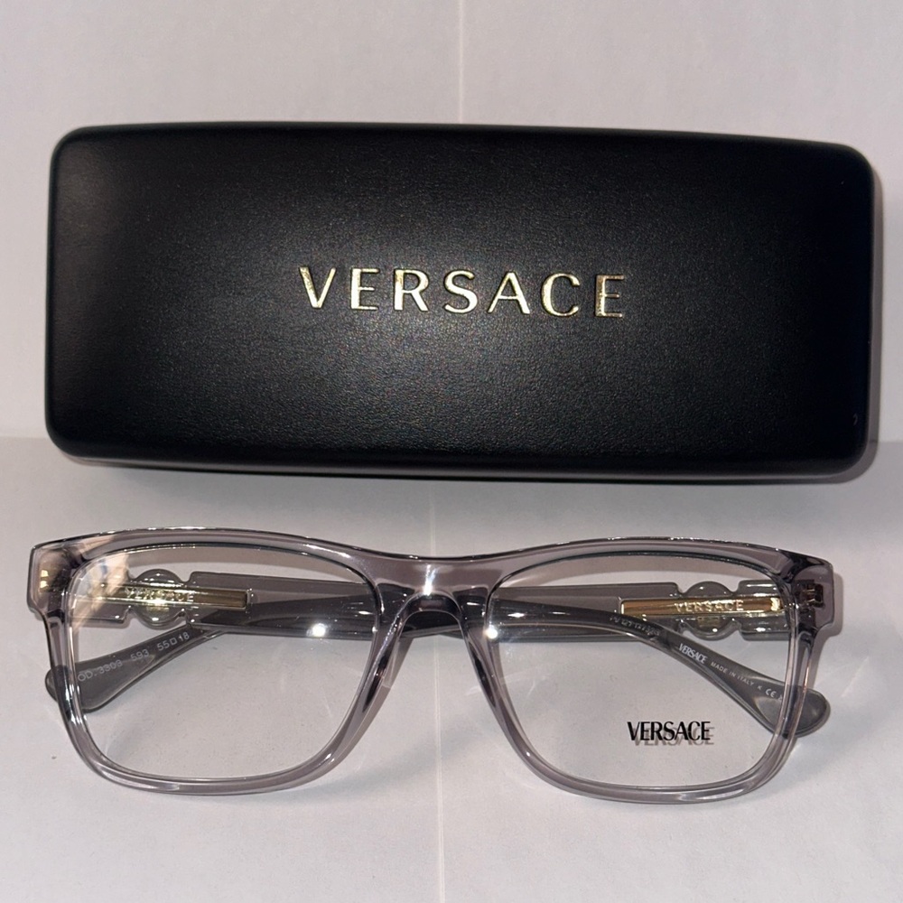 Versace VE3033 Transparent Gray Rectangular Glasses